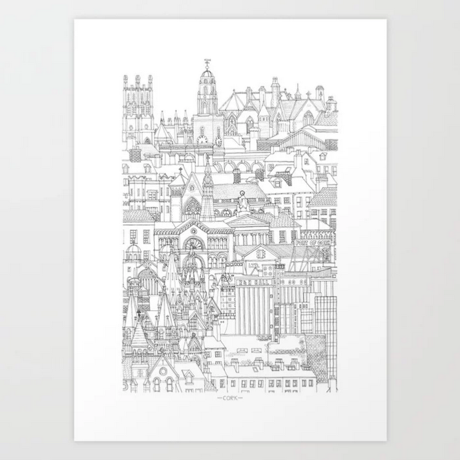 Cork line art print