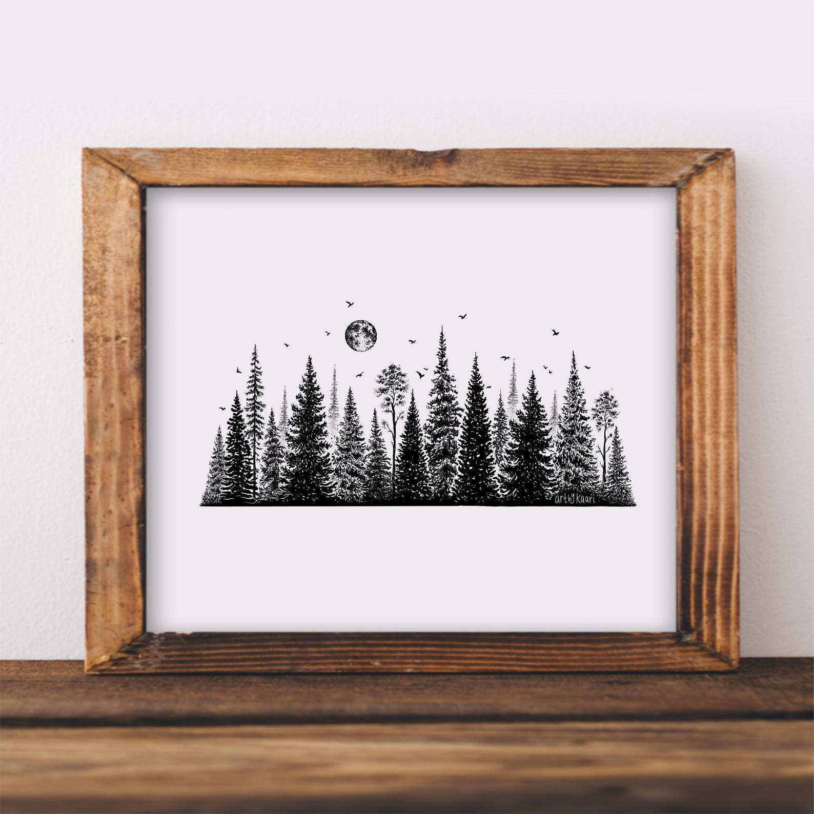 Treescape Line Art Print