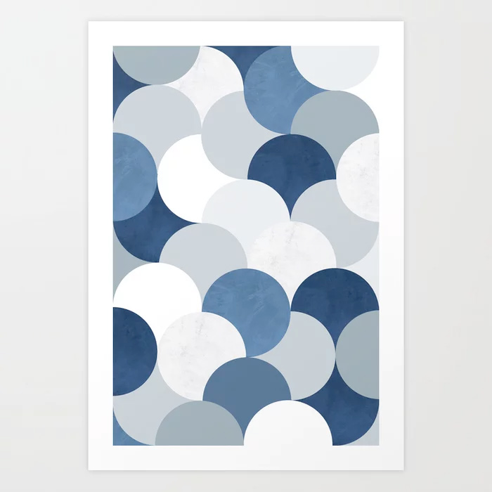 Blue Circles Modern Art Print