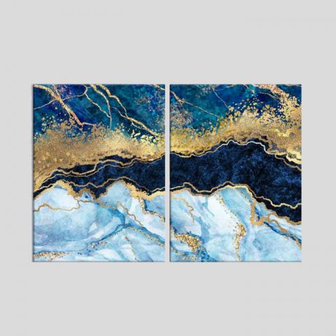 Blue Gold Marble Canvas
